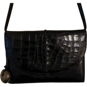Susan Gail Black Shoulder Bag with Bronze Charm